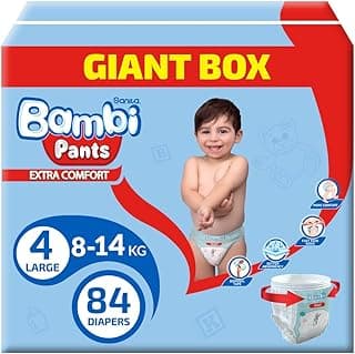 Sanita Bambi Pants GIANT Box Size 4, Large 8-14 KG, 84 Count