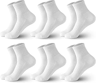 Lullaxx 100% Cotton Thick Mid-Calf Socks 6-Pack,Breathable,Casual Comfortable Athletic,Odour Free Mens Socks For All Season