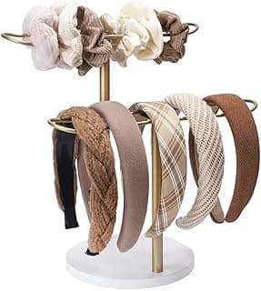 Hannea HANNEA® Metal Headband and Jewelry Organizer 2-Tier Stand with Removable Tray, Hair Accessories, Bracelets, Necklaces, Rings Display Holder for Bedroom, Vanity or Bathroom