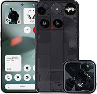 Nothing Phone (3) - Smartphone with 50 MP Triple Rear Camera system, 24 Hour Silicon Carbon Long Lasting Battery, 6.67" 120Hz AMOLED Display and Glyph Matrix, 16GB + 512GB - Black Bundle (Ear Black)