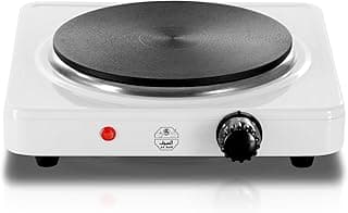 ALSAIF 1500W Electric cooking plate stainless steel hob with a heat control switch, white E04312 2 Years warranty