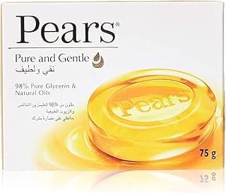 Pears Pure & Gentle Bar Soap with 100% Natural Ingredients & Glycerin for Soft & Glowing Skin | Paraben-Free Moisturising Soap With Mild Fragrance | Dermatologically Tested & Eco-Friendly | 75g