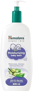 Himalaya No Tears Moisturizing Baby Bath, 800ml – Moisturizes, Cleanses & Nourishes with Olive Oil & Aloe Vera | Skin-Friendly pH, Mild Fragrance | Free from Alcohol, Parabens & Sulphates