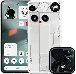 Nothing Phone (3) - Smartphone with 50 MP Triple Rear Camera system, 24 Hour Silicon Carbon Long Lasting Battery, 6.67" 120Hz AMOLED Display and Glyph Matrix, 16GB + 512GB - White Bundle (Ear Black)
