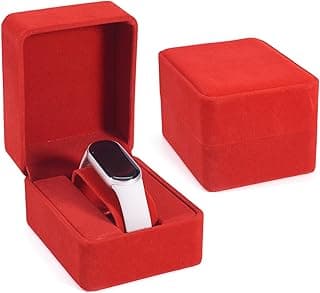 Single Watch Gift Box for Men Women Velvet Bracelet Bangle Display Case Jewelry Holder Storage Box for Travel Home Present, Red