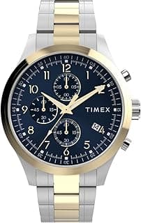 Timex Men's Trend 43 mm Watch, Two-Tone Stainless Steel Bracelet Blue Dial Two-Tone Case TW2Y01500