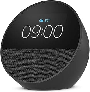 Echo Spot (2024 release), Smart alarm clock with vibrant sound + Alexa, Black
