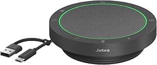 Jabra Speak2 40 Portable Speakerphone with 4 Noise-cancelling Mics, Full-range 50mm Speaker, Wideband Audio and USB A and USB C connections - MS Teams Certified, Works with Other Platforms - Dark Grey