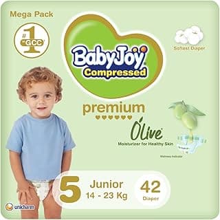 BabyJoy Olive Tape Diaper, Size 5, Junior, 14-23 Kg, Mega Pack, 42 Diapers