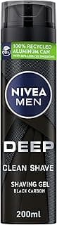 NIVEA MEN Shaving Gel, DEEP Clean Shave Antibacterial Black Carbon, 200ml