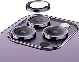Camera Lens Protector for i-Phone 14 Pro/i-Phone 14 Pro Max | HD Clear Tempered Glass Camera Protection + Alloy Full Fit Lens Ring Cover | Case Friendly, Scratch Proof - Deep Purple
