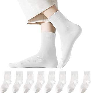 infino Women's Breathable Mesh 100% Cotton Mid-Crew Socks 8-Pack - Antibacterial Odor-Resistant with Seamless Toe & High Elasticity