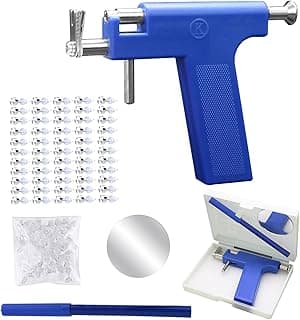LinJie Multi-Purpose Ear, Nose, Navel Piercing Gun Kit -98pcs Stainless Steel Studs - Easy to Use - Quick Puncture - Painless - Safe & Private