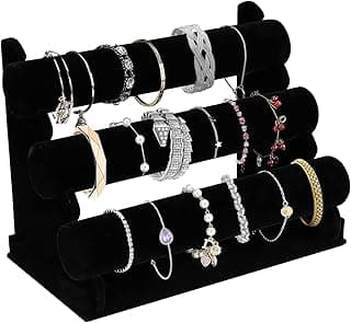 ALMEKAQUZ ALMEKAQUZ 3 Tier Velvet Bracelet Holder, Removable Jewellery Stand Organiser, Triple Bracelet Holder, Necklace and Jewelry Display Stand for Mom, Wife and Friends Gift(black)
