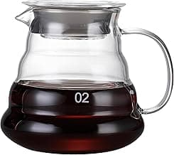 SERVER 500ml Glass Coffee Server Heat Resistant | V60 Glass Coffee Pot | Clear Drip Coffee Pot with Lid (500ml)