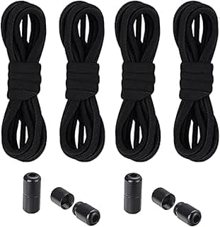 ECVV No tie Shoelaces with Metal Spring Lock Adjustable Metal Cap Shoelaces for Sneakers Lazy Lock Elastic Tieless Sport Shoes Strings Fits All Shoes