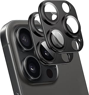 T Tersely (2 Pack) Camera Lens Protector for iPhone 14 Pro/iPhone 14 Pro Max, Alloy Metal Camera Cover with Tempered Glass Screen Protector Accessories,Scratch Resistant,Easy to Install (Black)