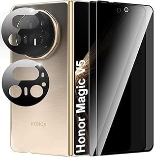 For Honor Magic V5 Screen Protector: 2 Pack Anti-Spy Tempered Glass Privacy Film & 2 Pack Camera Lens Protector - Scratch-Resistant Bubble-free for Frequent Travelers