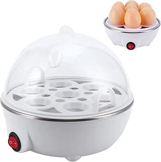 Egg Boiler 350W – 7 Egg Capacity, Lightweight Electric Egg Cooker with Auto Shut-Off & Indicator Light | سلاقة بيض على شكل دجاجة 350واط | (White/Clear)
