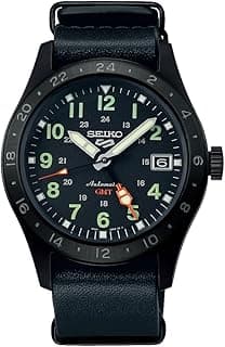 Seiko 5 GMT black dial stainless steel watch for men SSK023K1