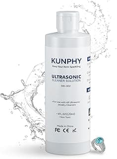 kunphy KUNPHY Jewelry Cleaner Solution - Ultrasonic Cleaner Solution for Gold, Silver, Glasses, Platinum Diamonds and Non-Porous Precious & Semi-Precious Jewelry 4 oz(120ml)
