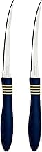 Tramontina Cor&Cor 2 Pieces Tomato Knife Set with Stainless Steel Blade and Dark Blue Polypropylene Handle