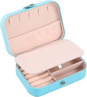 YouBella Jewellery Organiser MultiLayer PU Leather Portable Storage Box Case with Dividers Container for Rings, Earrings, Necklace Home Organizer (Blue)