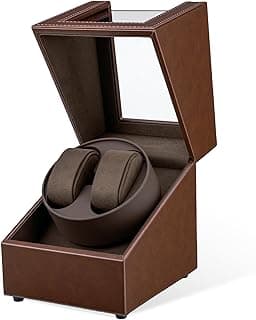 Mcbazel Mcbazel Watch Winder for Automatic Watches, Double Automatic Watch Winder Box, Automatic Watch Display Storage Rotation Wristwatch Box with 2 Slots (Brown PU Leather)