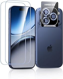 UGREEN 2+1 Kit for iPhone 17 Pro Max Screen Protector, with Camera Lens Protector, 9H Military Grade Ultimate Drop Protection, Ultra Clear Tempered Glass Protector, Easy to Install