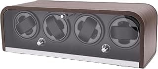 OVAQUIXI Watch Winder, Automatic 4 Slot Rotator with Woodgrain Finish, Elegant Storage Solution with Quiet Motor and LED Illumination for Luxury Timepieces