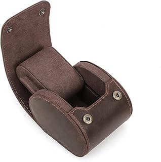 Hiram Hiram Watch Travel Case for 1 Watch Handmade Genuine Leather Watch Storage Box Removable Cushion Slot Mounting Design Portable Watches Travel Organizer