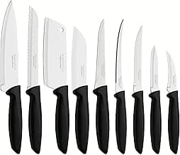 Tramontina Plenus 9 Pieces Knife Set with Stainless Steel Blade and Black Polypropylene Handle