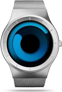 Excefore Unusual Swirl Dial Men's Watch Fashion Original Design Stainless Steel Mesh Band Quirky Novelty Creative Wristwatch