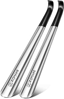 ZOMAKE Shoe Horn Metal, Long Handle Shoehorns, Stainless Steel Wear Shoes Helper Stick 42CM, Shoe Spoon Silver Home Use for Men Women Kids Seniors