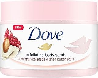 Dove Exfoliating Body Polish Scrub, Pomegranate & Shea Butter, with 1⁄4 moisturising cream, 225ml