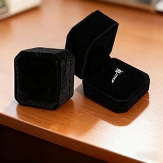 Velvet Ring Box Display Case Holder Gift Heart Boxes Wedding Romantic Organizer Engagement Jewelry Case (Black)