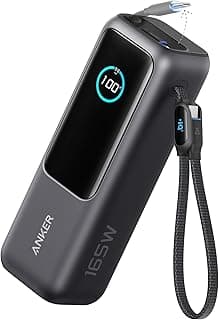 Anker Power Bank, 25,000mAh 165W Ultra-Fast Portable Charger for Dual Laptops, Fast Charging Battery Pack with Built-In and Retractable Cables, For iPhone 17/16/15, Samsung S25/S24, Huawei, Honor