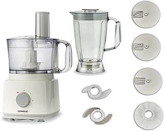 Kenwood Food Processor, 750W, 1.8L Blender, 2L Bowl, 2 Speed & Pulse Function, Stainless Steel Knife, French Fry Disc, Emulsifying Disc, Extra Fine Slicing, FDP03.C2WH, White