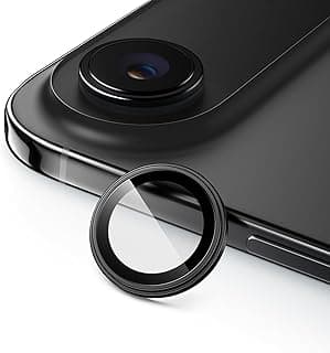 JETech Camera Lens Protector for iPhone Air, 1:1 Invisible Fit, 9H Tempered Glass Metal Individual Ring Cover, Easy Installation Tray, HD Clear, 1 Set, 6.5-Inch Display (Black)