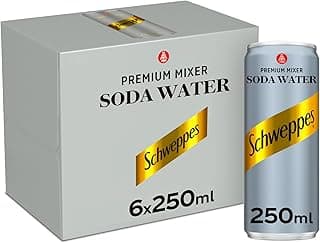 Schweppes Soda Water, 6 x 250 ml, Premium Carbonated Water, Schweppes Soda Your Perfect Meal Companion Since 1783 in the World of Soft Drinks