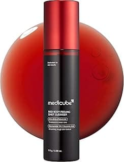 medicube Red Body Peeling Shot, Strawberry Skin Body Spray Cleanser, AHA + BHA + Succinic Acid, Exfoliating, 3.88 oz.