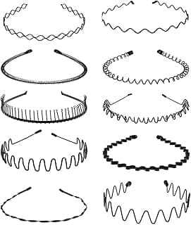 GoodTool GoodTool Metal Hair Band-a variety of Types of Anti-sliding Headwear Accessories Anti-slip Women Men's Motion Hair Accessories Black (10 pieces)