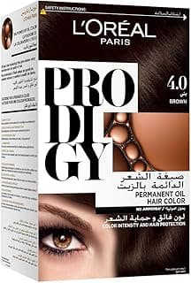 L’Oréal Paris Prodigy Hair Color/Dye, Micro-oil Technology for Smooth Natural Hair, Grey Hair Coverage_ 4.0 Brown