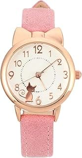 ELECDON Quartz Girls Watches for Kids- Cute Waterproof Watches with Cartoon Cat Pattern, Japanese Movement Wristwatch for Kids Girls