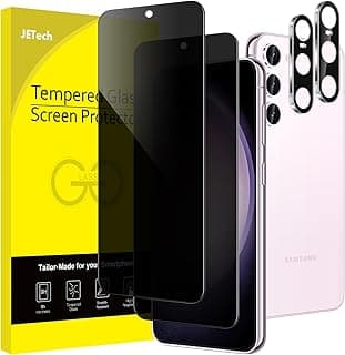 JETech Privacy Screen Protector for Samsung Galaxy S23+ / S23 Plus 5G 6.6-Inch with Camera Lens Protector, Anti-Spy Tempered Glass Film, Fingerprint ID Compatible, 2-Pack Each
