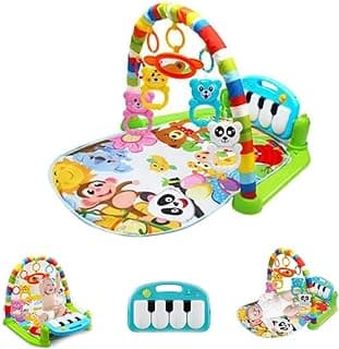 KidLe Baby Gym Activity Mat with Toys, Kick and Play Piano, Rattle Balls, Teething Toys (Polychrome)