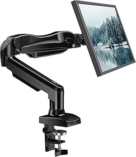 HUANUO Single Monitor Arm, 13 to 32 Inch ستاند شاشة, Stand Monitor with Clamp and Grommet Base, Rotation 360°, Tilt -50°to +85°, Swivel ±90 °, Fits 4.4 to 19.8lbs Computer Monitors - HNSS6