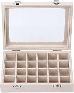Paporich Paporich Jewelry Box, 24 Grid Jewelry Ring Display, Jewelry Organizer Box Tray Holder, Earrings Storage Case for Girls Wife Mom Women