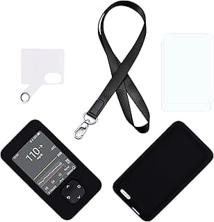 Silicone case for Dexcom G7 & G6 Receiver (Includes Lanyard + Lanyard Patch + Screen Protector) (Black)