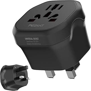 PEGANT PEGANT World to UK Travel Adapter Plug Converter 10A 2500W 3-Pin Socket with Safety Shutter for UAE KSA HK Accepts US EU AU CN Plugs Universal International Outlet for Laptop Electronics (UK)